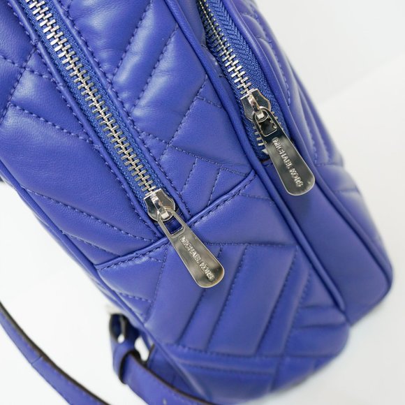 Michael Kors Abbey Medium Backpack Quilted Soft Leather Blue - Picture 7 of 13